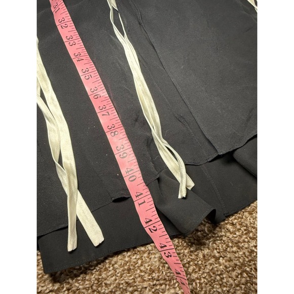 Adrianna Papell Evening Black Silk Dress Womens 16 V Neck Ribbon Detail Cocktail - Picture 6 of 9